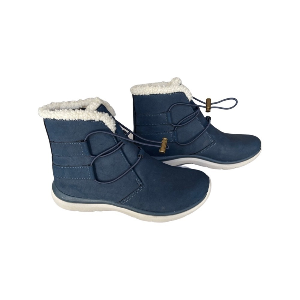 Ryka Suede Faux Shearling Bungee Boots Evie Navy - Medium Size 5 - Picture 3 of 7